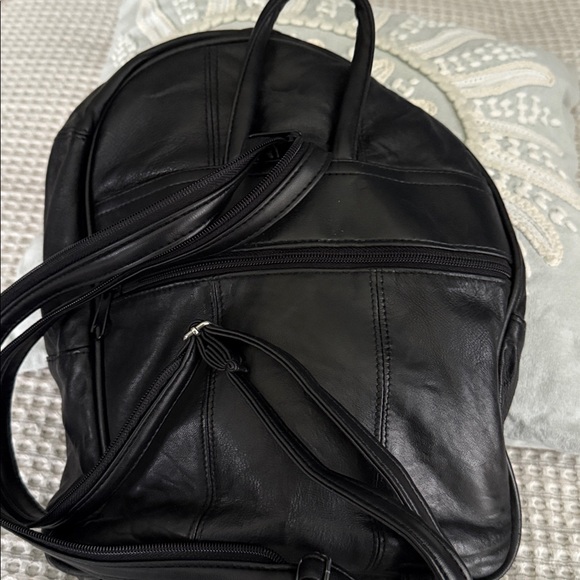 Black Leather Backpack - Picture 2 of 4